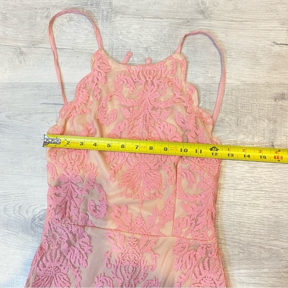 Xenia Boutique Baby Pink Floral Embroidered Lace Dress Size 2 - Form Fitting - Picture 10 of 17